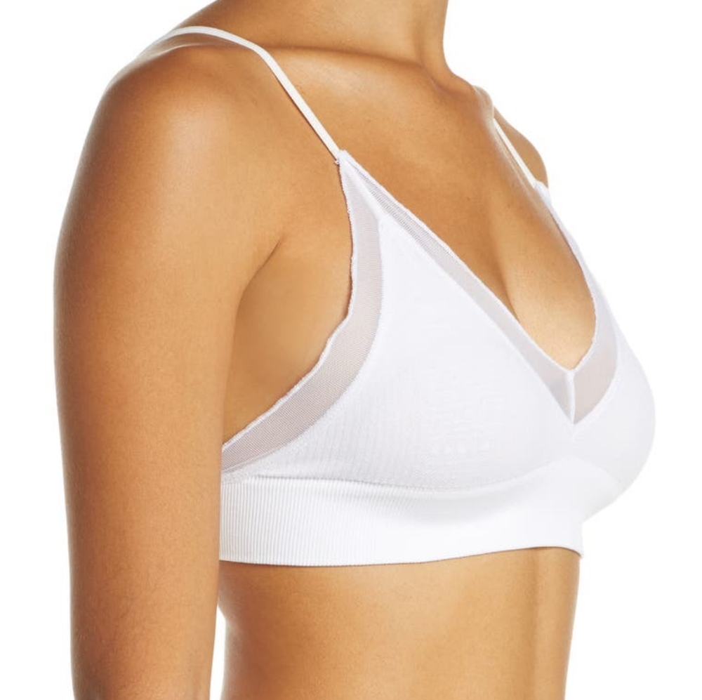 Last 1! Charlee Mesh Trim Bralette White - Picture 2 of 11